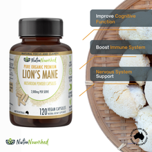 Load image into Gallery viewer, Lion's Mane Mushroom Hericium erinaceus (2,000mg) 120 Vegan Capsules