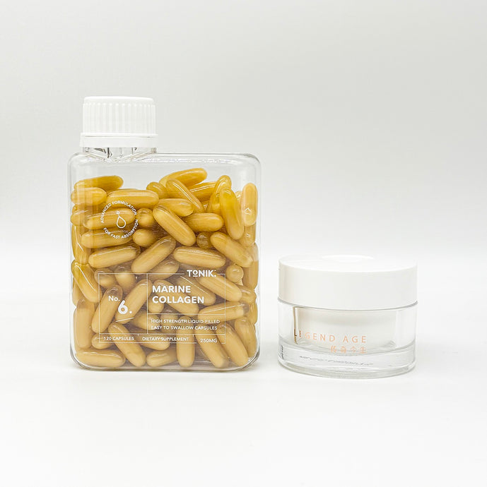 Tonik Marine Collagen Capsule and Legend Age Face Cream
