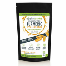 Load image into Gallery viewer, REFILL BAG | Turmeric 95% Curcumin Extract Capsules | 270 Vegan Capsules
