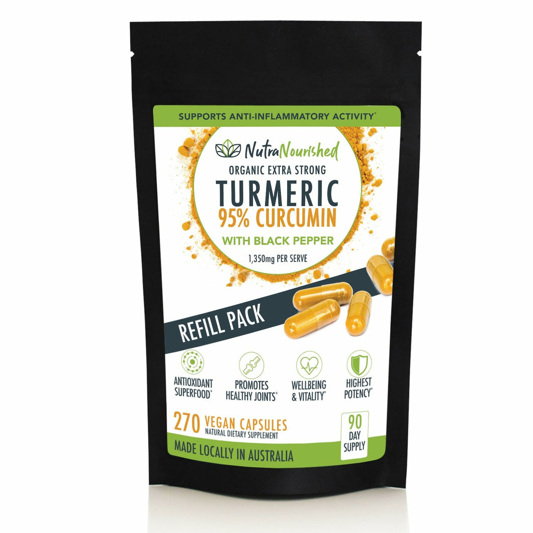REFILL BAG | Turmeric 95% Curcumin Extract Capsules | 270 Vegan Capsules