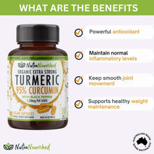 Load image into Gallery viewer, 95% Pure Curcumin | Organic Vegan | Turmeric Extract Black Pepper | 90 Capsules
