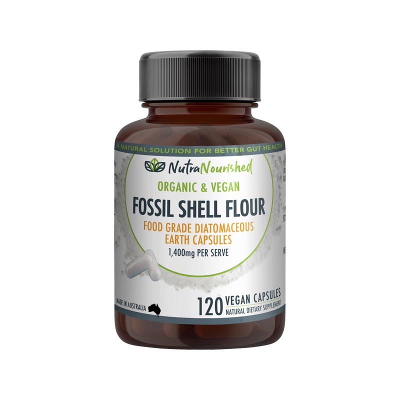 Fossil Shell Flour | Diatomaceous Earth 120 Capsules | Nutra Nourished