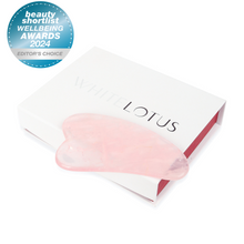 Load image into Gallery viewer, Rose Quartz Gua Sha Tool - Natural Chemical Free Crystal in a Signature Silk Lined Box-4
